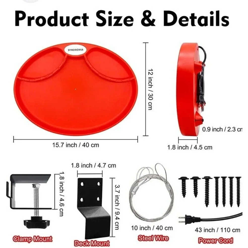 Heated Bird Feeder Waterer Bath Thermostatically Controlled Outdoor‎ Red
